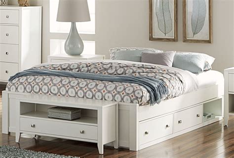 queen white bed frame with drawers